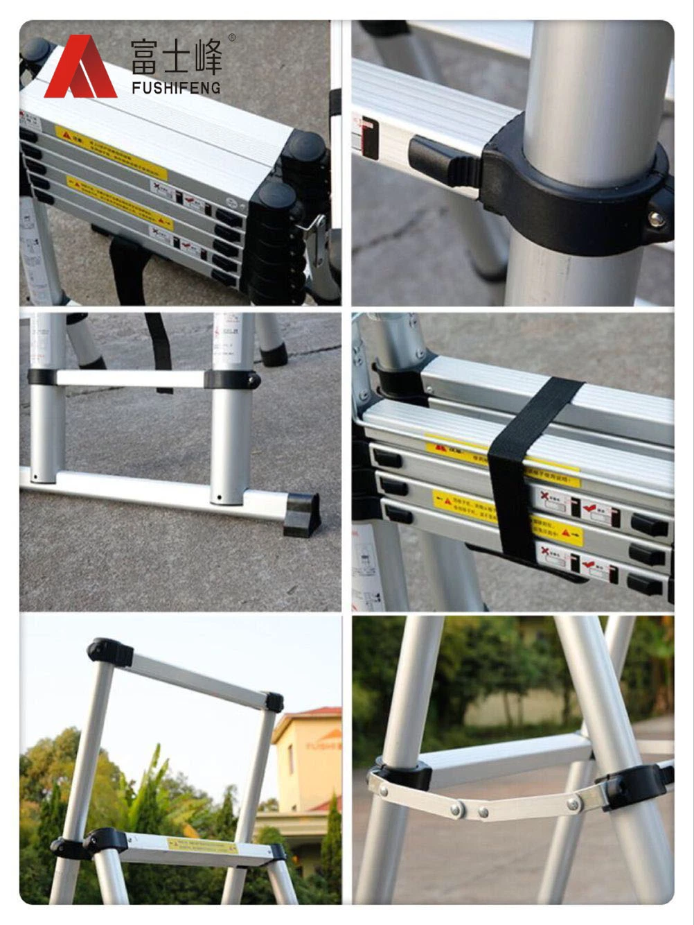 En131-6 Approvaled Aluminium Straight Telescopic Ladder with Spacing to Protect The Fingers